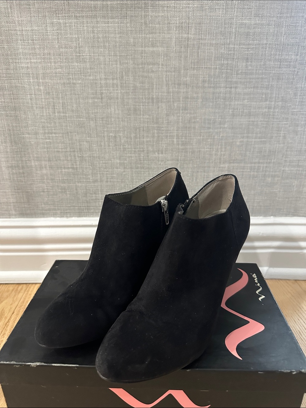 Black Suede Women’s Ankle Booties with Side Zip